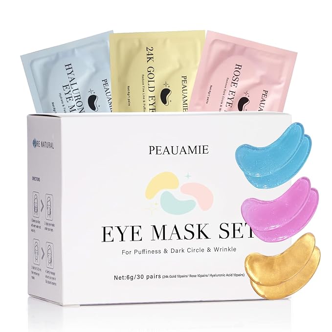 1-7 Under Eye Patches (30 Pairs) Gold Eye Mask and Hyaluronic Acid Eye Patches for puffy eyes,Rose Eye Masks for Dark Circles and Puffiness under eye skin care Smooth Wrinkles products - Image 1