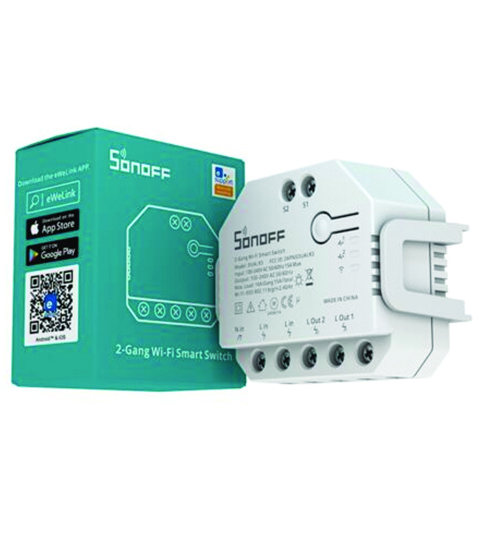 L8G-9-1 Sonoff Dual r3 Home Automation 2 Channels shutters control consumption WiFi Alexa Google - Image 1
