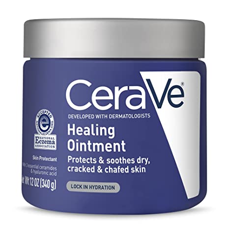 cerev3-beauty-1 CeraVe Healing Ointment | Moisturizing Petrolatum Skin Protectant for Dry Skin with Hyaluronic Acid and Ceramides | Lanolin Free & Fragrance Free | 12 Ounce - Image 1