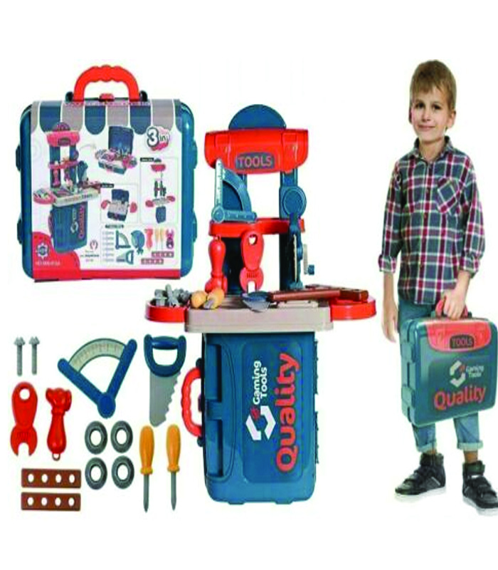 toys-6-1 Construction Tool Kit Play Set Children Kids Work Bench Toy Work Station 3 in 1 - Image 1
